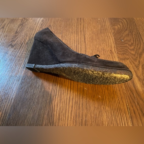 VINTAGE STUART WEITZMAN Lovely Brown Suede Tassel Square Toe Wedge Loafers 8.5M. - Picture 10 of 11